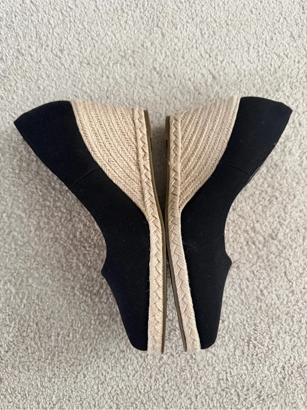 New!! Black Canvas Espadrille Wedge Heels - Classic Women's Pumps 6